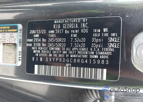 2024 Kia Telluride S из США, поврежденный, VIN 5XYP6DGC8RG415983